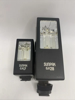 SUNPAK Double Pack Gx17 + Gx28 Flashes For Antique Cameras UNTESTED VGC PARTS - Image 1 of 4