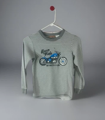 Kids Headquarters boys Size 6 Gray Striped Shirt long sleeve motorcycle Ride - Image 1 of 4