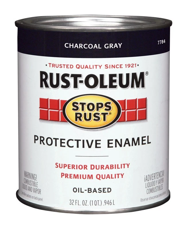 Rust-Oleum 7784502 Stops Rust Charcoal Gray Protective Enamel Metal Paint 1 qt. - Image 1 of 1