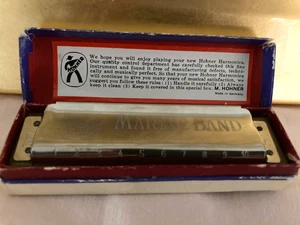 Vintage M. Hohner Marine Band Mundharmonika Nr. 1896 - Schlüssel von C im Originalkarton - Bild 1 von 6