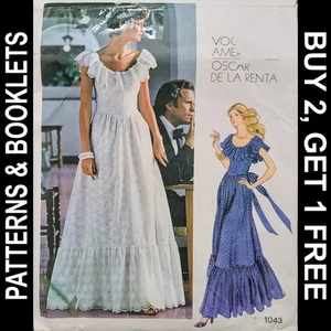 Vtg Oscar De La Renta for Vogue Ruffled Evening Dress Pattern #1043 Size 10 CUT - Picture 1 of 7