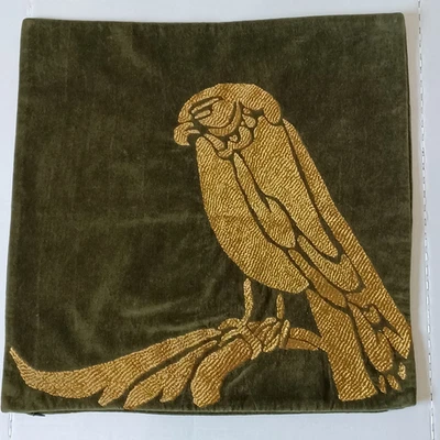 Williams Sonoma Zardozi Embroidered Falcon Velvet Pillow Cover 22" NWOT Flaw 2 - Image 1 of 4