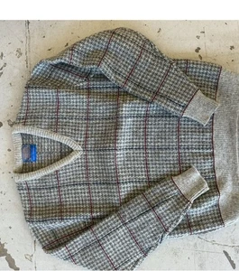 Pendleton Herren L Shetland Wolle V-Ausschnitt Pullover kariert Hahnentritt Pullover - Bild 1 von 5