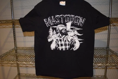 Mastodon Laughing Lumberjack Black Hanes t shirt Tag M Fits S/M Short - Image 1 of 3