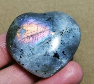 Pietra grezza NATURALE arcobaleno Labradorite CRISTALLO DI QUARZO cuore Reiki guarigione - Foto 1 di 10