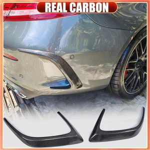 Divisor de aletas de parachoques trasero de carbono real apto para Mercedes-Benz W205 C205 C63 15-21 - Imagen 1 de 14