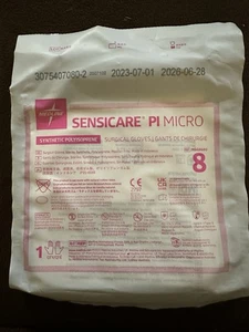 Medline SensiCare PI Micro Surgical Gloves 10 pairs, Size 8 Expires 06-28-2026 - Picture 1 of 3