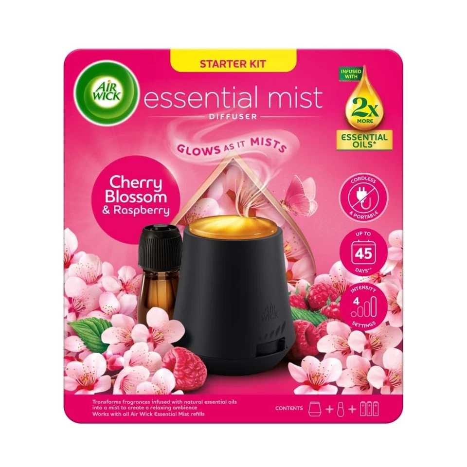 Air Wick Cherry Blossom & Raspberry Essential Mist Kit 20ml, hält bis zu - Bild 1 von 1
