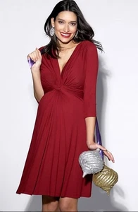 Seraphine Brand New Red Knot Front Jersey Maternity & Nursing Dress Size 6 BNWT - Picture 1 of 20