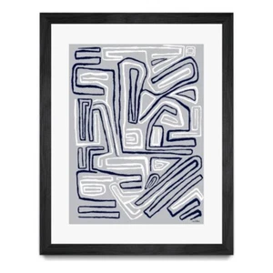 Giant Art 30x40 Centric -Blue Ice - 8 Matted and Framed in White - Picture 1 of 3