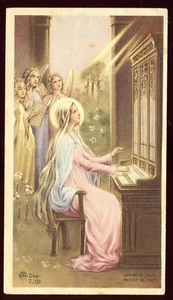 ANTIQUE HOLY CARD OF ST CECILIA MUSICIAN MODEL - Picture 1 of 1