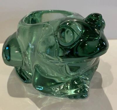 Candelabro Indiana Glass RANA VERDE ESPAÑOLA VOTIVO/LUZ DE TÉ PESADO De colección Foto 1 de 4