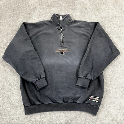 Винтажный мужской свитер Philadelphia Flyers XL серый CCM четверть квадратного ярда пуловер на молнии НХЛ - Изображение 1 из 4