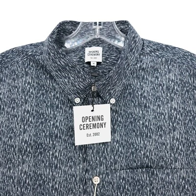 NWT OPENING CEREMONY Long Sleeve Button Down Shirt Multi Black Pattern Men's XL - Image 1 of 4