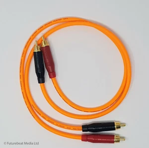 Cable fonográfico Van Damme grado profesional RCA plateado puro OFC naranja 0,5 m - Imagen 1 de 6