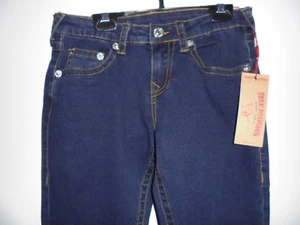 TRUE RELIGION SCHMALE GERADE JEANSBLAU Größe 12 neu mit Etikett - Bild 1 von 2