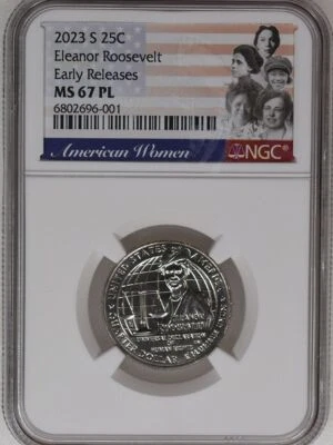 2023 S Washington Quarter Eleanor Roosevelt MS 67 PL NGC - Image 1 of 3