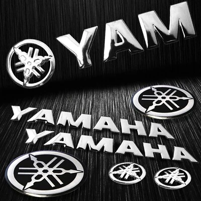 2" ABS 3D Logo + Letra Emblema Calcomanía + Metal Cepillado Aspecto Pegatina Kit Yamaha Cromo Foto 1 de 4