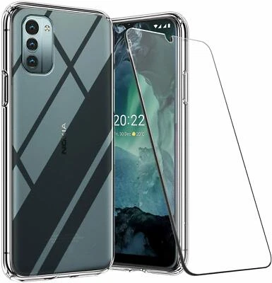 PIXFAB For Nokia G60 5G Case, Slim Clear Silicone Gel Phone Cover + 1 X Screen Glass