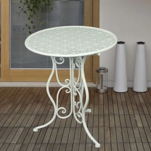 Bistrotisch Landhaus Balkon Tisch rund 60cm Shabby Look Garten Terrasse Metall - Bild 1 von 5