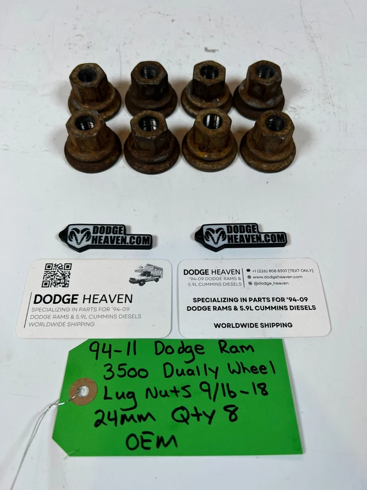 OEM Mopar 1994-2011 Dodge Ram 3500 DRW doble rueda tuercas 9/16-18 (24 mm) cantidad 8 Foto 1 de 4