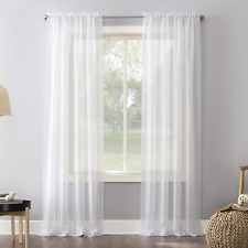Erica Crushed Sheer Voile Rod Pocket Curtain Panel, 51" X 84", White