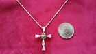 Beautiful Sterling Sivler 925 Pink CZs Marcasite Cross Box Necklace * 20&#39; *75H