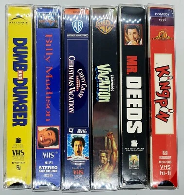 Vintage LOT of 6 Movies (VHS) Comedy Kingpin Dumb & Dumber Mr. Deeds B Madison🎬 - Image 1 of 4