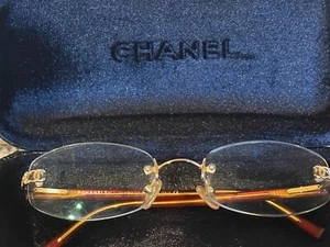 CHANEL CLASSIC VINTAGE 24K GOLD RIMLESS OVAL CC LOGO EYE GLASSES BOX - Picture 1 of 14