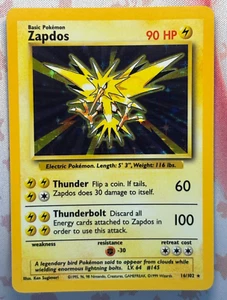 Pokemon WOTC: 1999 Base Set Zapdos Holo Rare 16/102 - Near Mint! - Picture 1 of 4