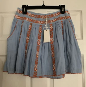 Neu mit Etikett Tory Burch Alexandria Damenrock blau & orange Perlen bestickt * Größe 4 * - Bild 1 von 8