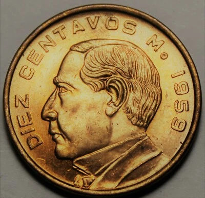 Mexico 10 Centavos, 1959 Gem Unc~Benito Juarez~Free Shipping - Image 1 of 2