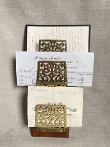 Antique c1880s William Tonks Sons Oak Brass Wall Hanging Letter Stationery Rack - Picture 1 of 15