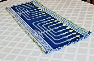 Hanukkah Chanukah Menorah Table Runner Bureau Scarf - Picture 1 of 7