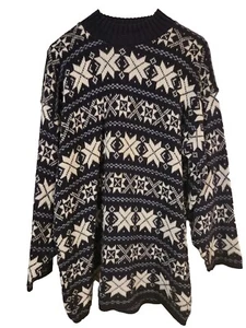 Vintage American Pride Geometric Snowflake Winter Christmas Sweater Women Size L - Picture 1 of 5