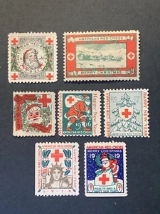 Christmas Seals 10, Scott # 7 Red Cross Christmas Seals 1912-1919, See Discrip. - Picture 1 of 1