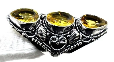 Yellow Citrine Handmade 925 Sterling Silver Statement Ring-Mother's Day Gift Foto 1 de 4