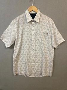 Volcom Mens XL Cream Geometric Pattern Short Sleeve Button Up Casual Shirt - Picture 1 of 7