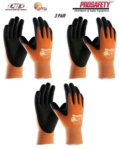 PIP 34-8014 MaxiFlex Ultimate HI VIS Micro Foam Nitrile Grip WORK GLOVES 3 PR - Picture 1 of 2