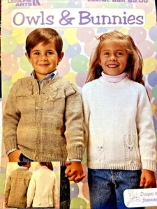 Leisure Arts 0684 child OWLS & BUNNIES Sweaters 2-6 knit 4pg booklet 1988 - Picture 1 of 5