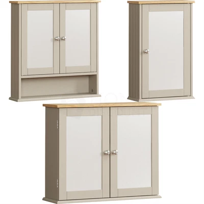 Mueble de baño montado en la pared armario de almacenamiento mueble con espejo unidad gris Foto 1 de 4