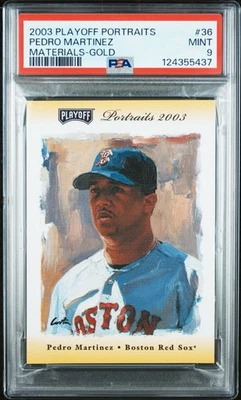 2003 PLAYOFF PORTRAITS GOLD MATERIALS #36 PEDRO MARTINEZ #01/25 PSA 9 MINT POP 1 - Image 1 of 2