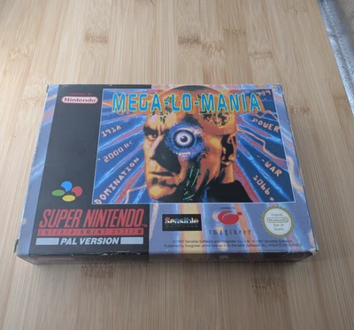 Mega-Lo-Mania Super Nintendo SNES Video Game - Boxed CIB - UKV - Image 1 of 4