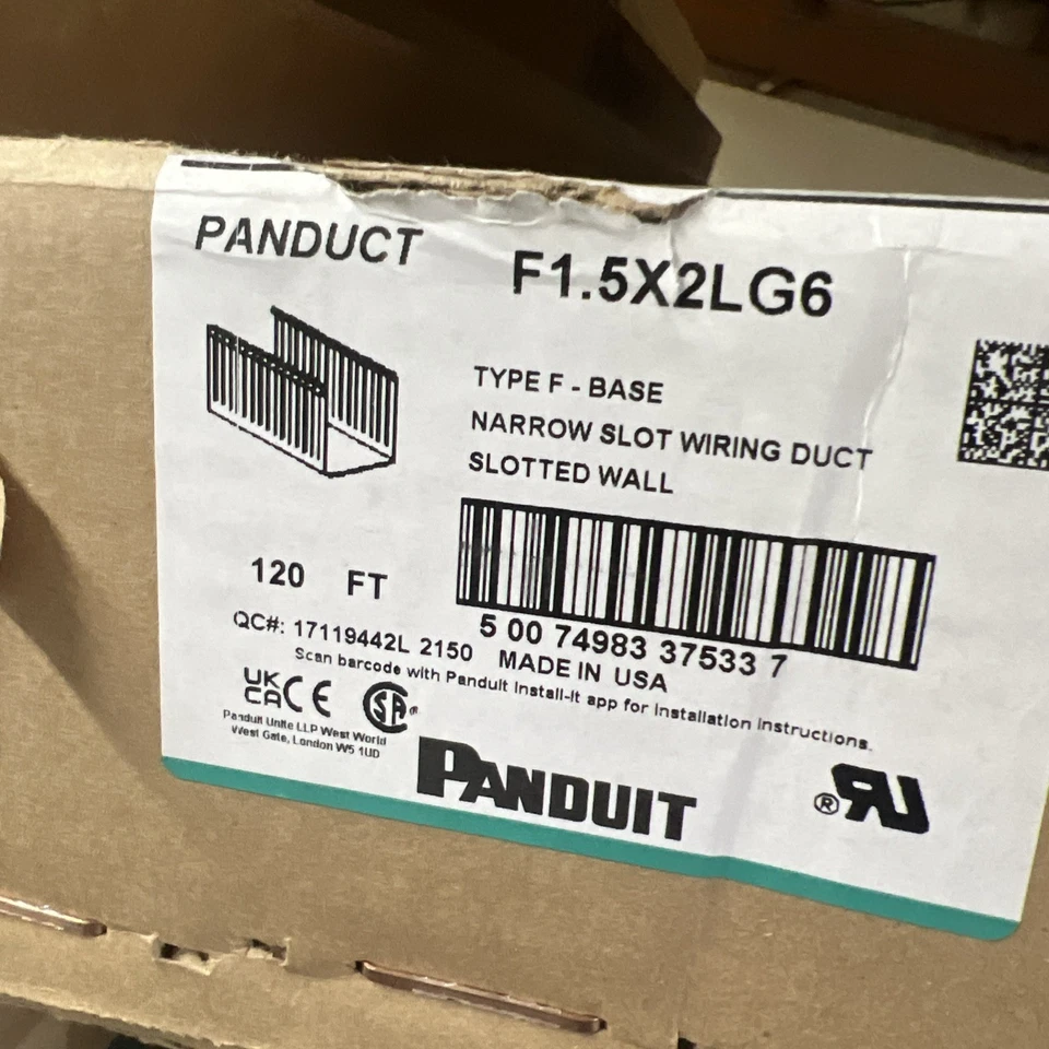 120-FT PANDUIT PANDUCT F1.5X2LG6 Tipo F Base Ranurada Pared Cableado Conducto Gris Nuevo en Caja Foto 1 de 1