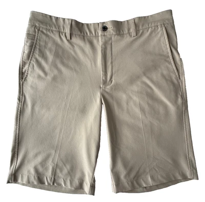 Dunning 高尔夫短裤聚酯纤维 33 码棕褐色 10 英寸内缝平前弹力 — 第 1/4 张图片