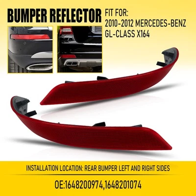 Par de refletor de para-choque traseiro para 10-12 Mercedes-Benz GL X164 GL350 GL450 GL550 XH - Imagem 1 de 4
