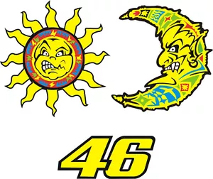 Kit 3 Stickers plastifiés Valentino ROSSI - 46 Lune & Soleil - Moon & Sun - Imagen 1 de 1
