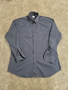 Xacus Shirt Mens Stretch Poplin 16.5/42 Navy Blue Button Up Down Long Sleeve (L) - Picture 1 of 10