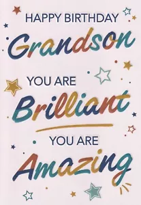 GRANDSON BIRTHDAY GREETING CARD 7"X5" TRADITIONAL, YOU ARE BRILLIANT - Picture 1 of 2