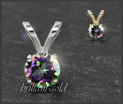 Anhänger 585 Gold, Mystic-Topas grün/violett 4, 5, 6, 7 mm, Gelbgold, Weißgold - Bild 1 von 4